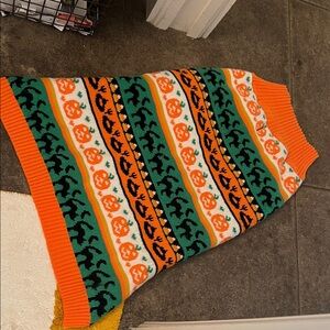 Halloween Themed Knit Dog Sweater - Pumpkins, witches hats & brooms, black cats